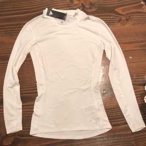 Adidas white compression long sleeve tech fit